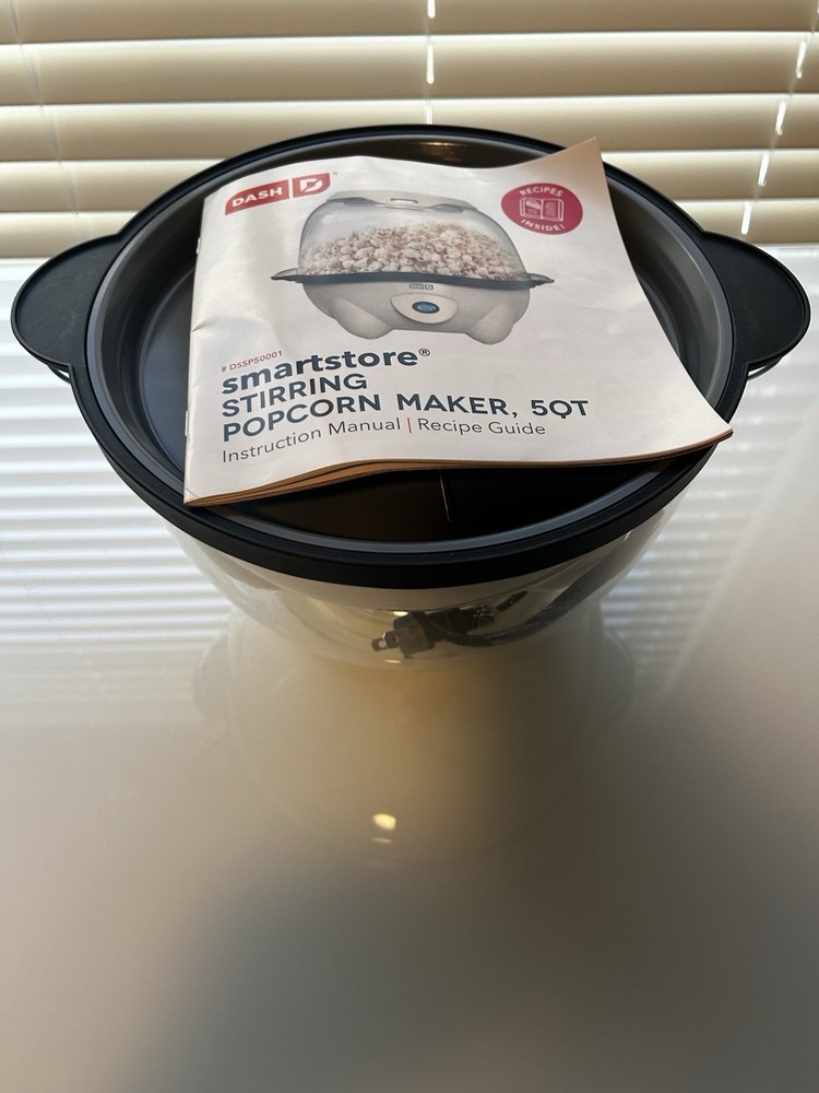 DASH Stirring Popcorn Maker SmartStore 20 Cup 700W Flip Bowl Ceramic Open Box