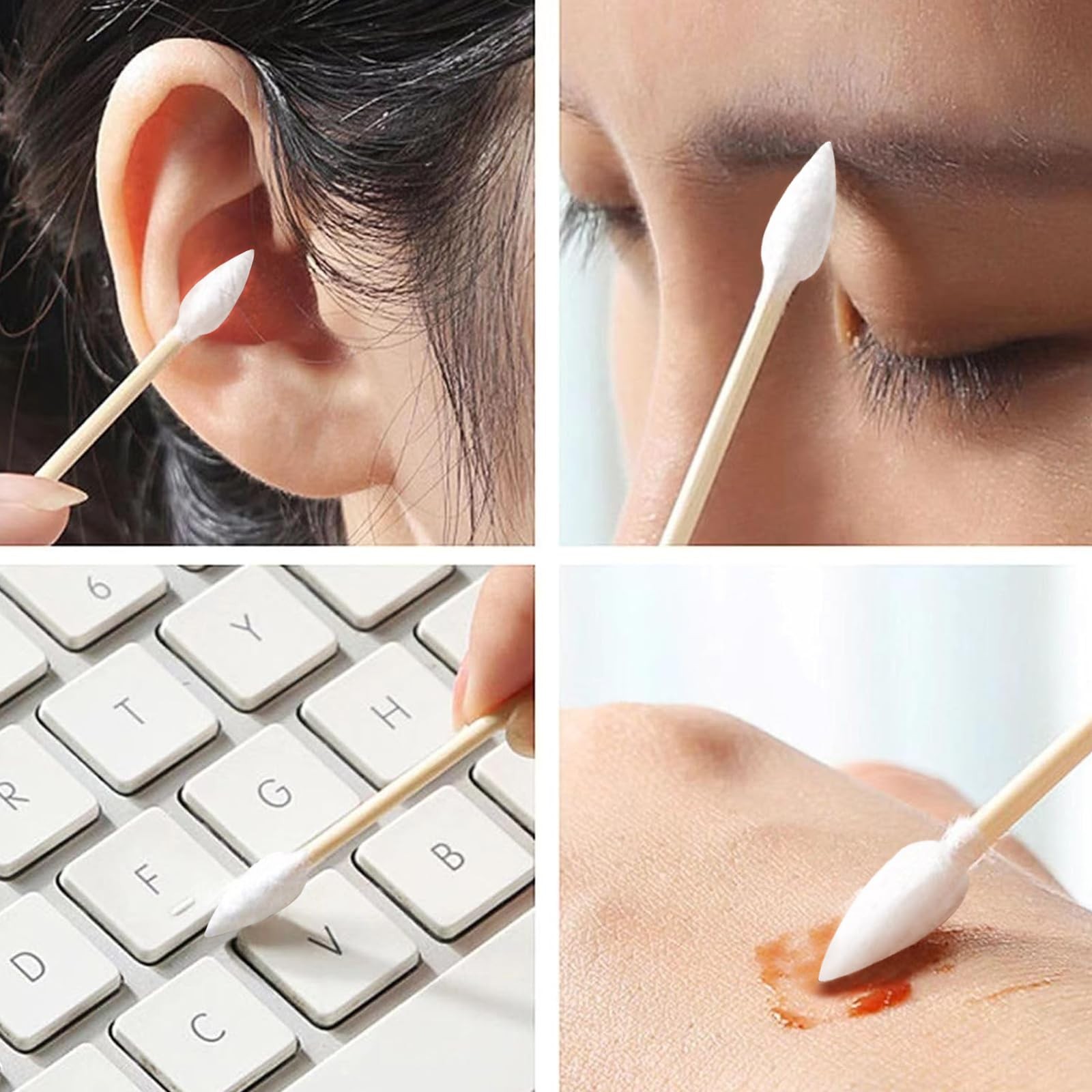 200PCS Pointed Cotton Swabs 6in Strong Bamboo Sticks Biodegradable Cotton Tips