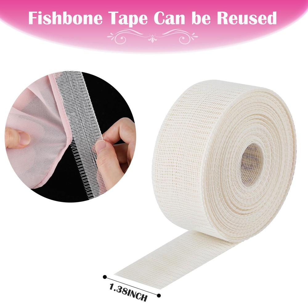 Fishbone Hem Tape for Sewing 2.5 Yards Edge Roller for Chiffon & Thin Fabrics