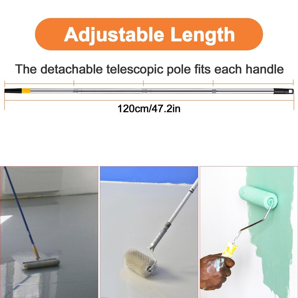 Self Leveling Cement Tool kit, Spiked Roller with Extension Pole for Self Lev...