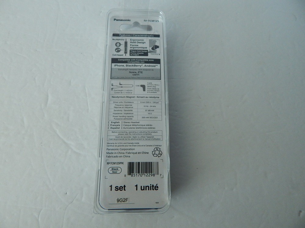 Panasonic ERGOFIT Premium Stereo Headset With Microphone 1 PC New