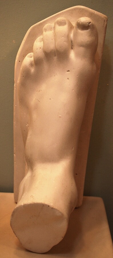 Antique Life Sized MALE HUMAN FOOT PLASTER CAST SCULPTURE 1920s European Art 10"