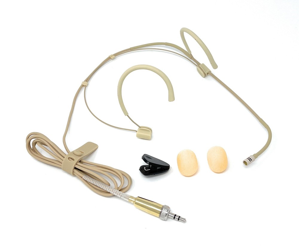 Beige Headset Mic Headworn Microphone Double earhook fits Sennheiser Wireless