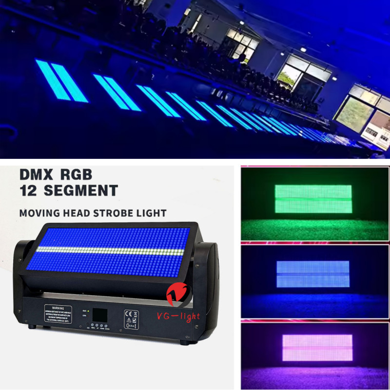 LED Strobe Light 300W Moving Head Flash DJ Chasing 12section Wash Effect Light