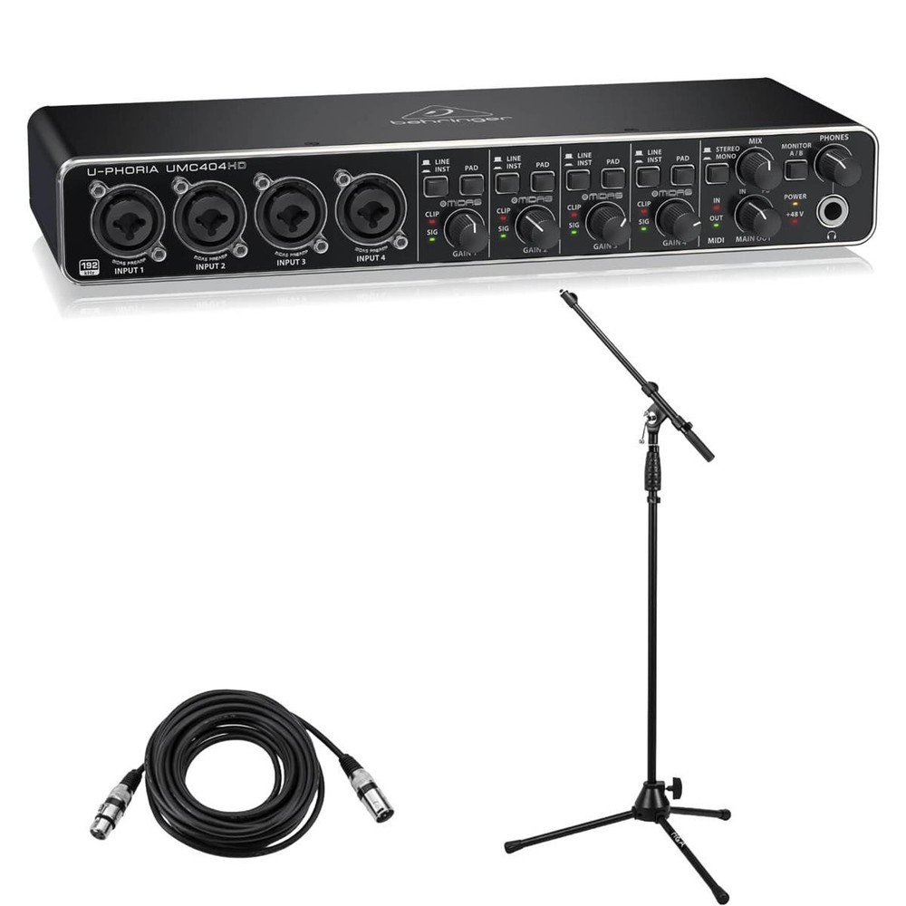 Behringer U-PHORIA UMC404HD USB 2.0 Audio Interface - Bundle With XLR Profession