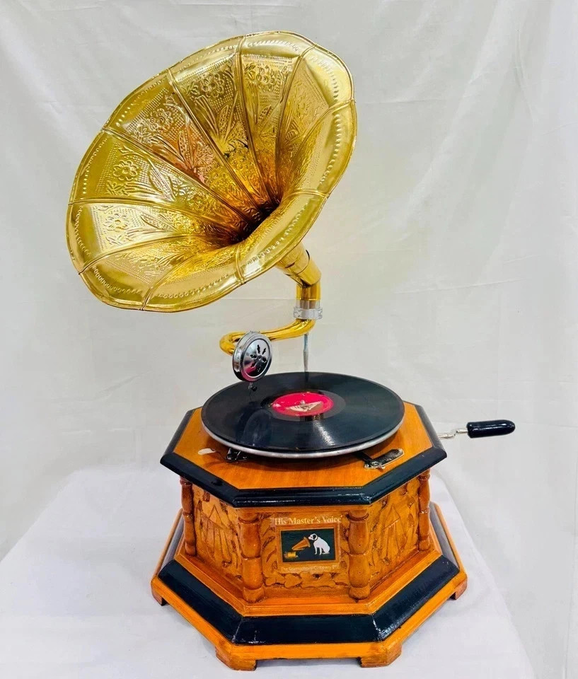 Antique Gramophone, Fully Functional Working Phonograph, win-up record player