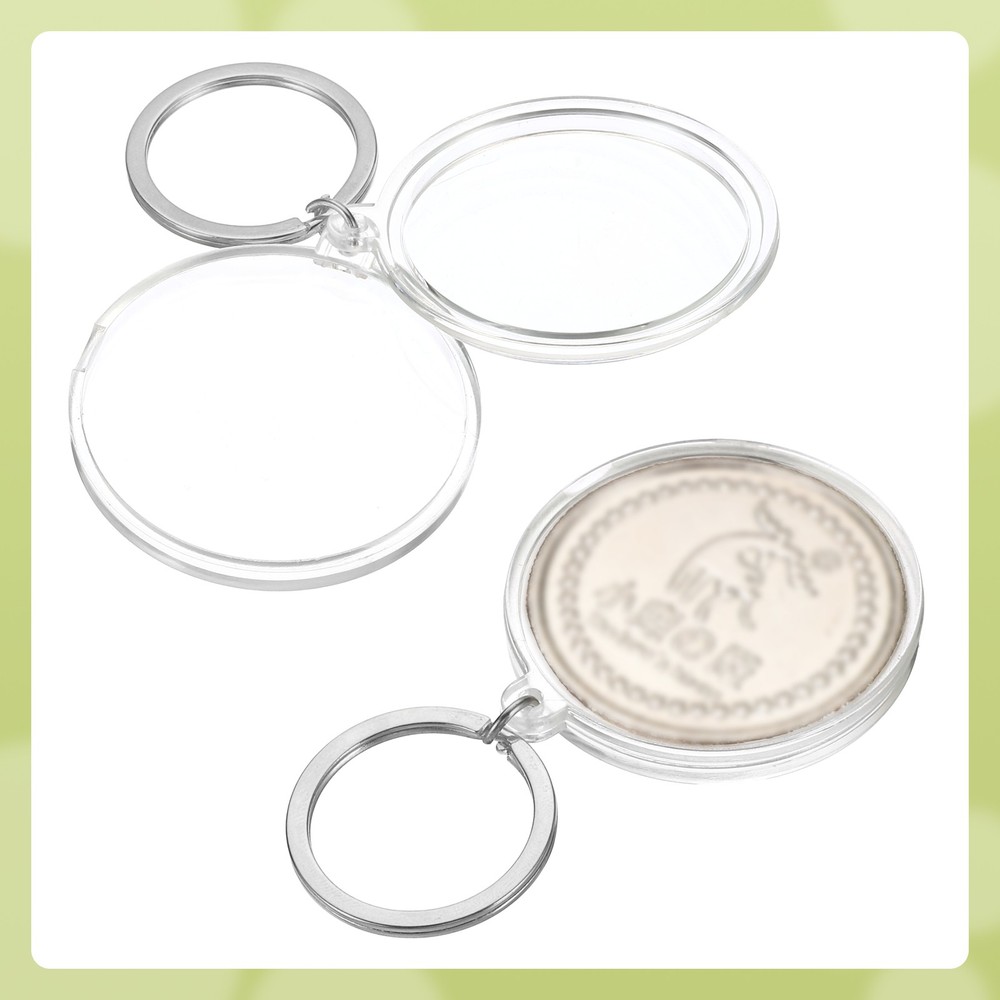 Plastic Coin Holder Keychain, 2Pcs Coin Case with Key Ring, Silver