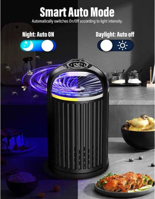 Indoor fly trap with bug light, gnat & fruit fly catcher, includes 10 refills.
