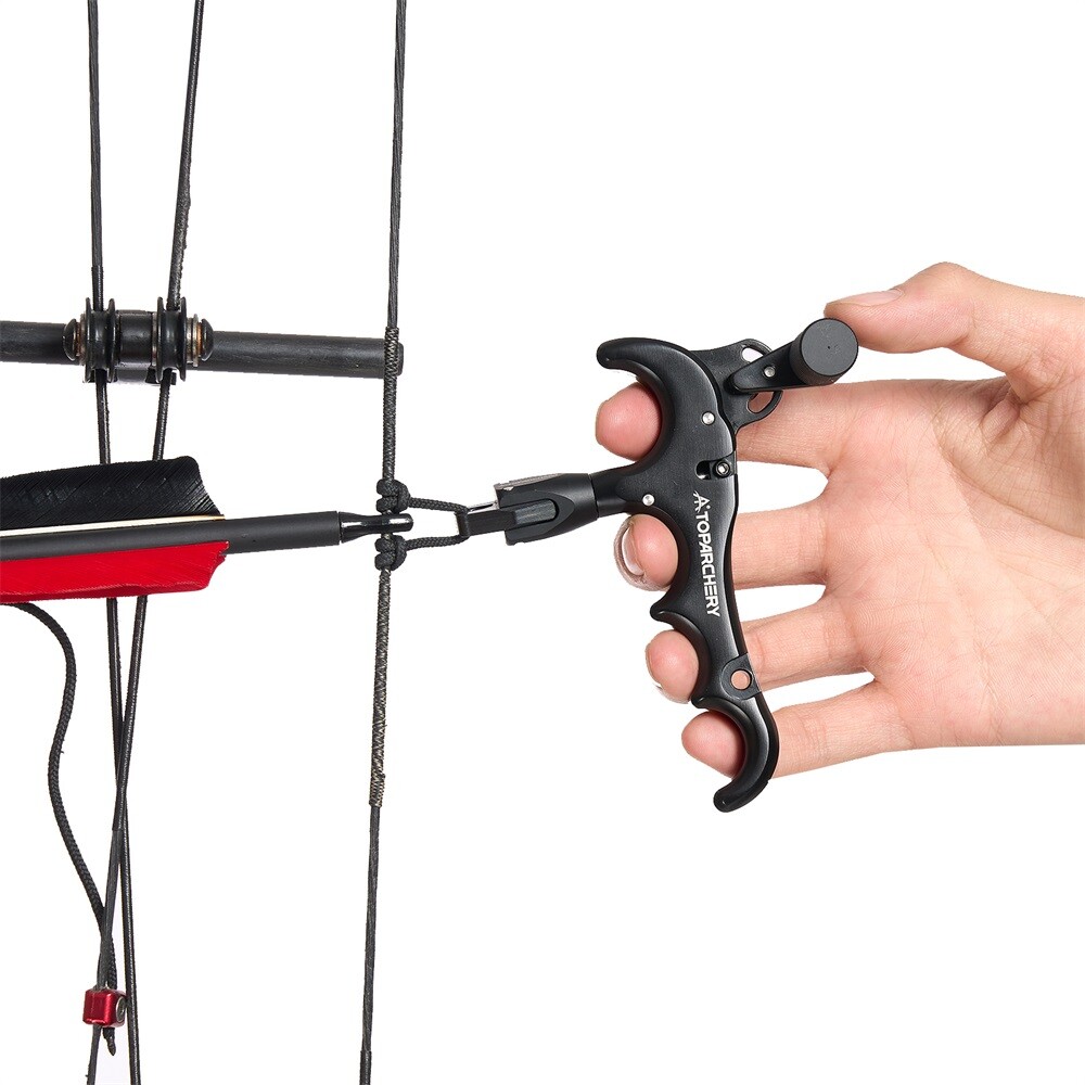 Compound Bow Release 4-Finger Adjustable Can Rotate 360° Thumb Release Archery
