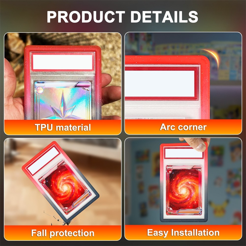 6Pcs Gradient Slab Bumper Guard Protector Skin TPU Stackable For PSA Graded Card