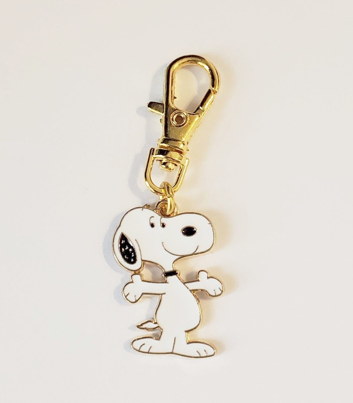 SNOOPY CHARM HAPPY HUG Zipper Pull Bag Purse Wallet Backpack Dog Cat Collar GOLD