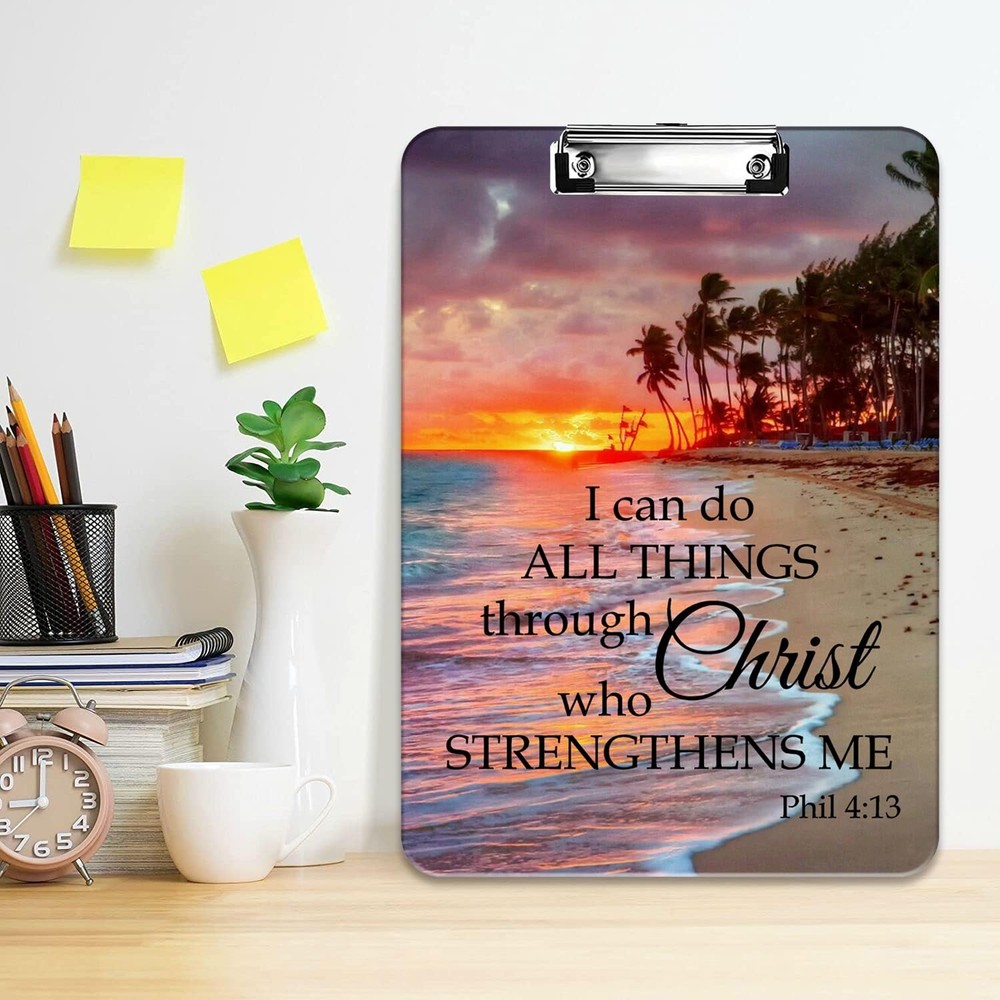 Plastic Clipboard Pen Bag Combination A4 Letter Sunset Beach Patterns