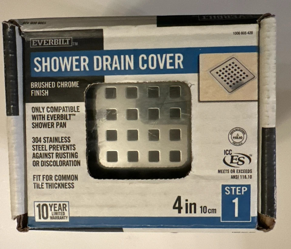 Watershield Shower System 4 in. Chrome Drain Grate