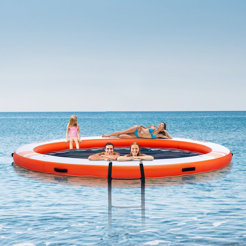 Inflatable Floating Dock ø8FT Inflatable Dock Platform with ø5FT Trampoline