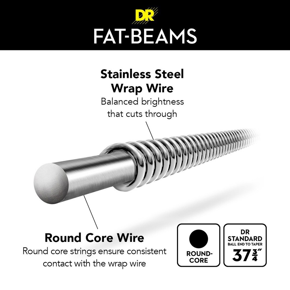 DR Strings FAT-BEAM - Steel Bass Strings: 6-String Medium 30-125 [FB6-30]