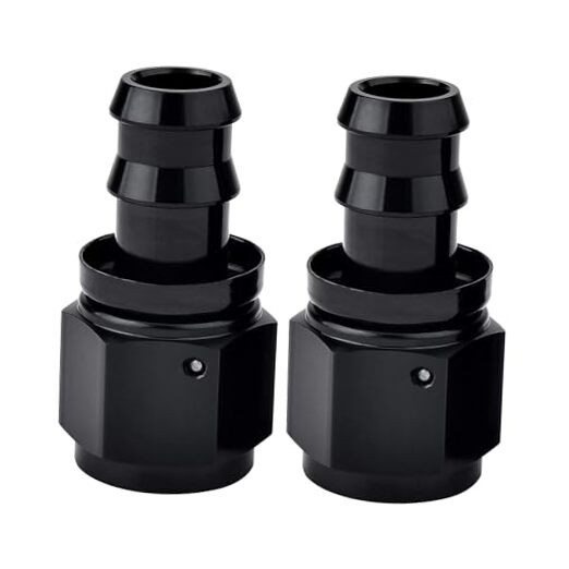 Push Lock Hose Fitting End Black 2PCS 12AN Straight