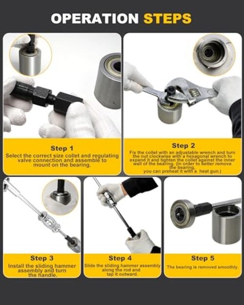 Upgrade Bicycle Blind Hole Bearing Puller Set with Slide Hammer & Two-Jawed