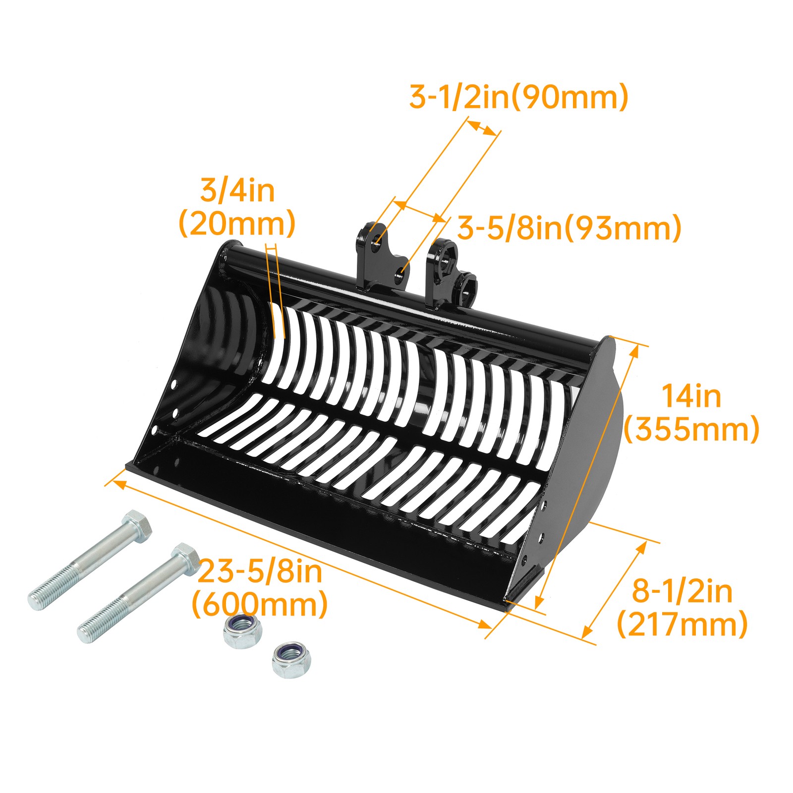 HECASA Mini Excavators Digger Mud Bucket 600mm Attachment Screening Skeleton