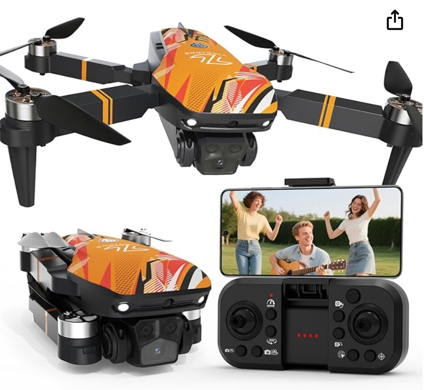 TT19 Drone with 1080P Camera Orange Foldable Quadcopter Obstacle Avoidance