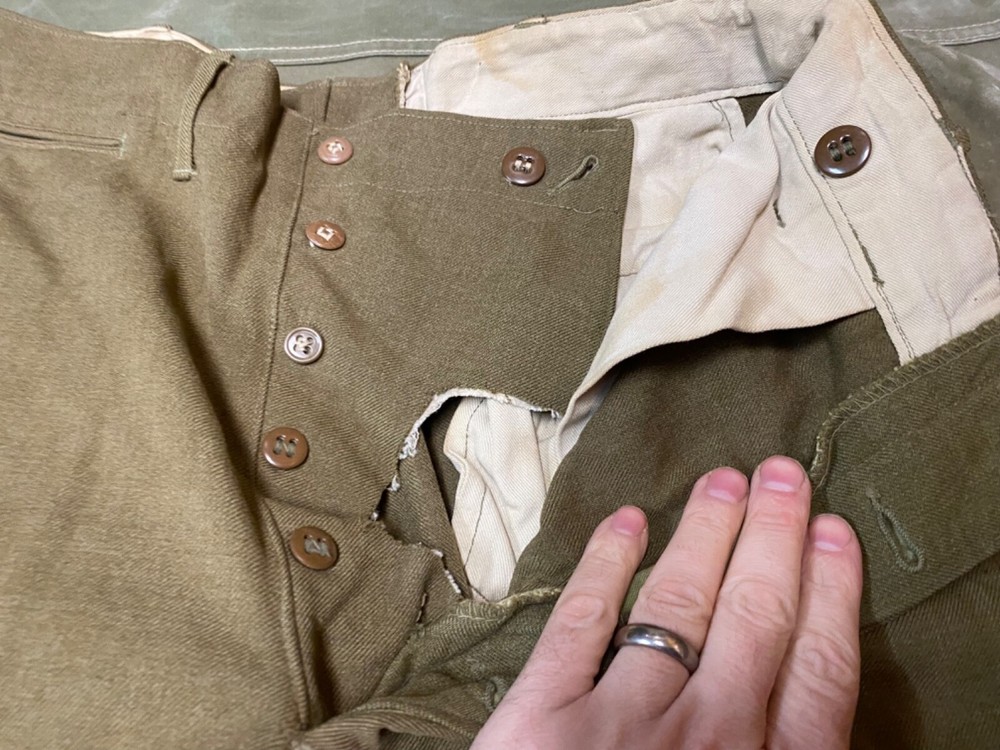 ORIGINAL WWII US ARMY M1938 WOOL COMBAT FIELD TROUSERS- SMALL 31 WAIST