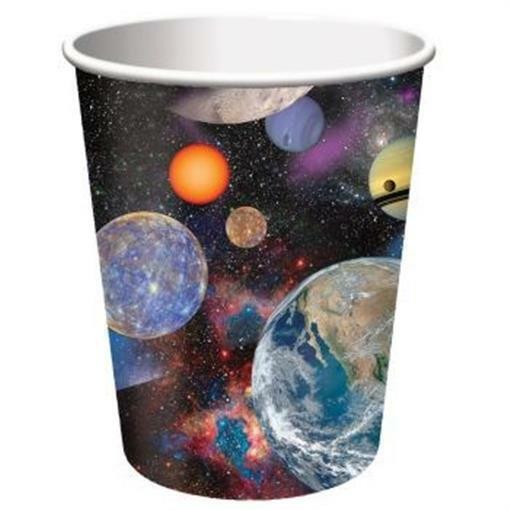 Space Blast 9 oz Hot/Cold Paper Cups 8 Pack Outer Space Science Party Tableware