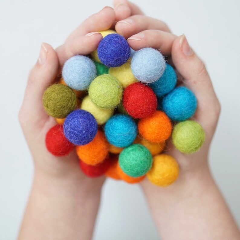 100 Pcs Mixed Colors Natural Felt Balls. 100% Wool Handcrafted 2.0 cm Wholesale