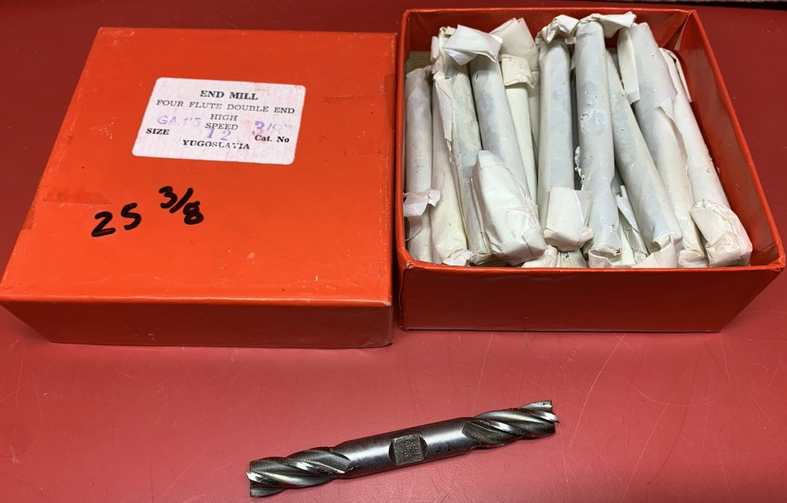 Lot of 25 HSS 3/8" Double End 4 Flute End Mills Bridgeport Mill (NEW) Yugoslavia