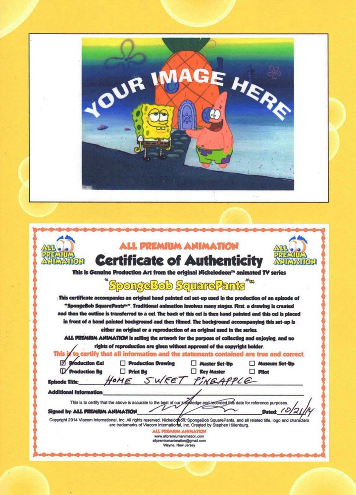 2 CEL SETUP ! Spongebob Prod cel "KARATE CHOPPER" #8560