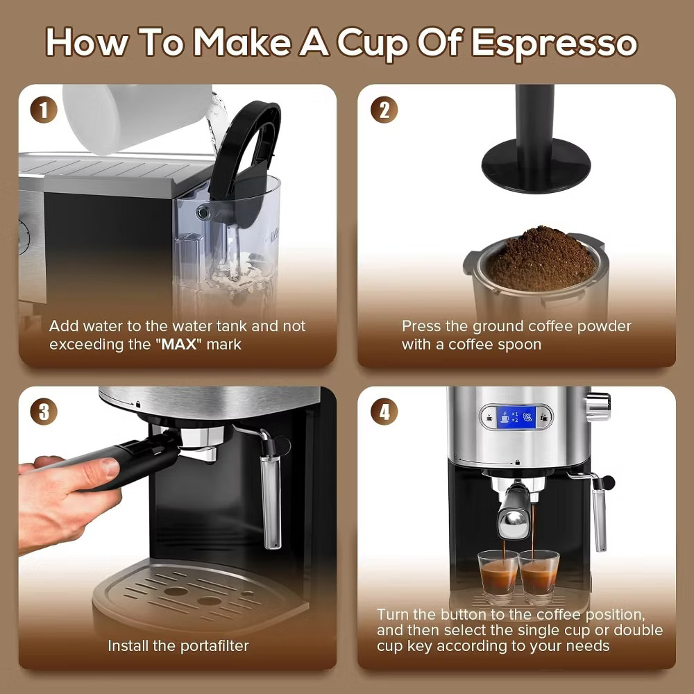 ZAFRO Espresso Machine 20 Bar, Semi-Automatic Professional Coffee Machine for