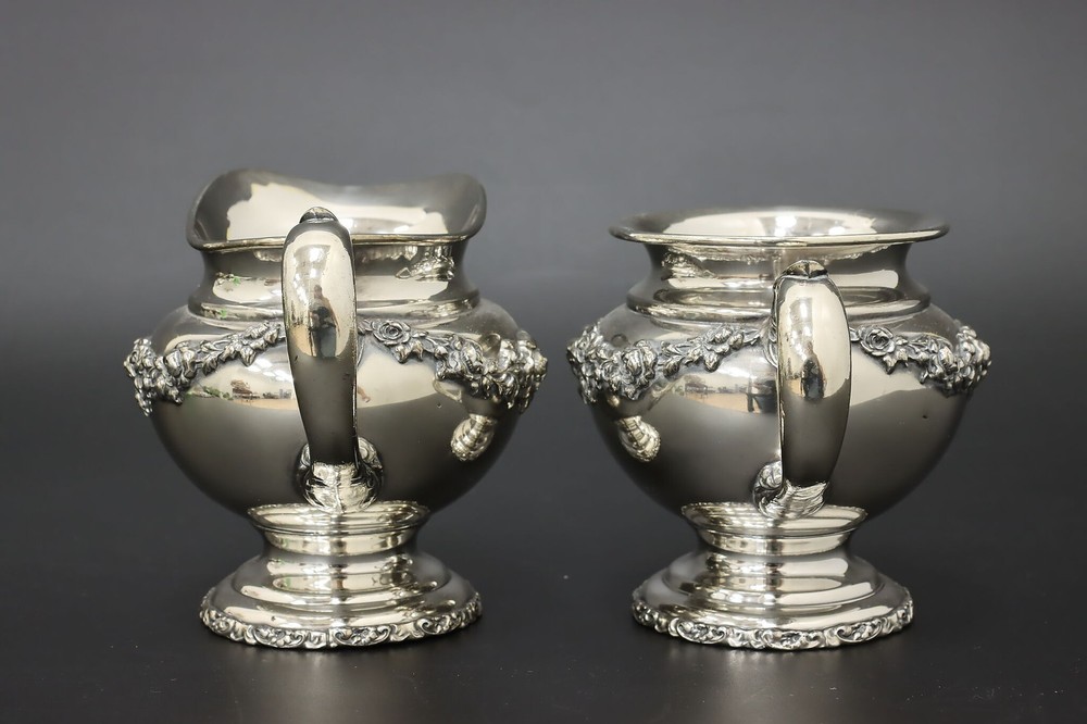 Wallace 4 Pc Silverplate Coffee Tea Serving Set Rose Swags #55247