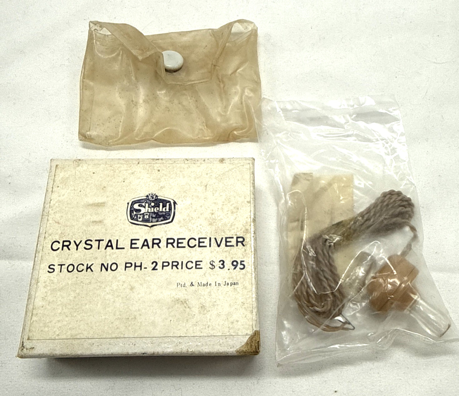 Vintage Shield Crystal Ear Receiver NOS Sealed Japan  Earphone