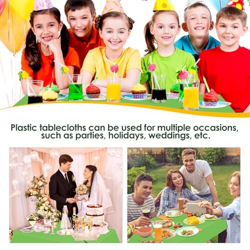 5 Pack 54 x 108 Inch Plastic Tablecloth Disposable Rectangle Lime Green