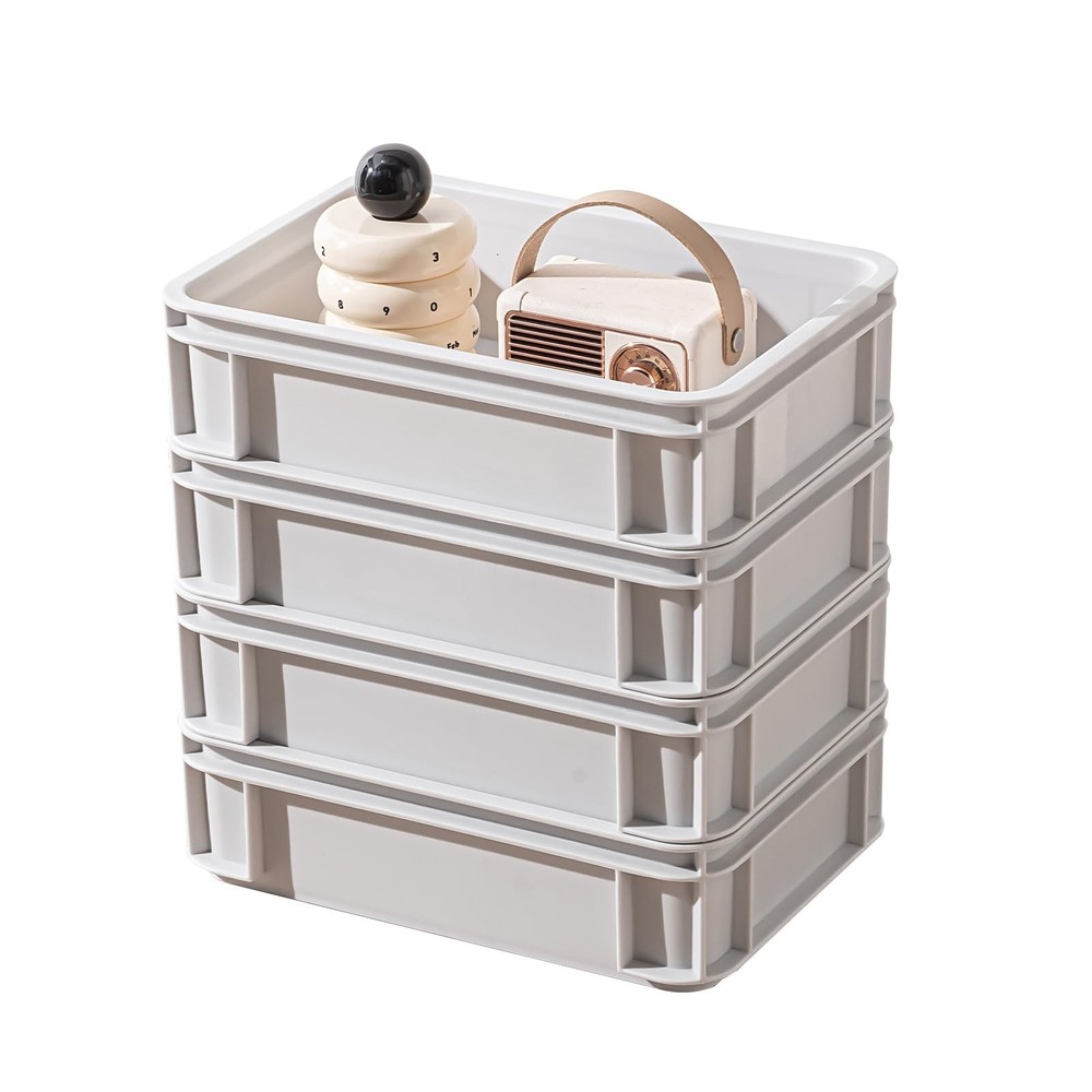 Plastic Storage Bins, Straught Wall Handled Storage container Tote ,Space-Sav...