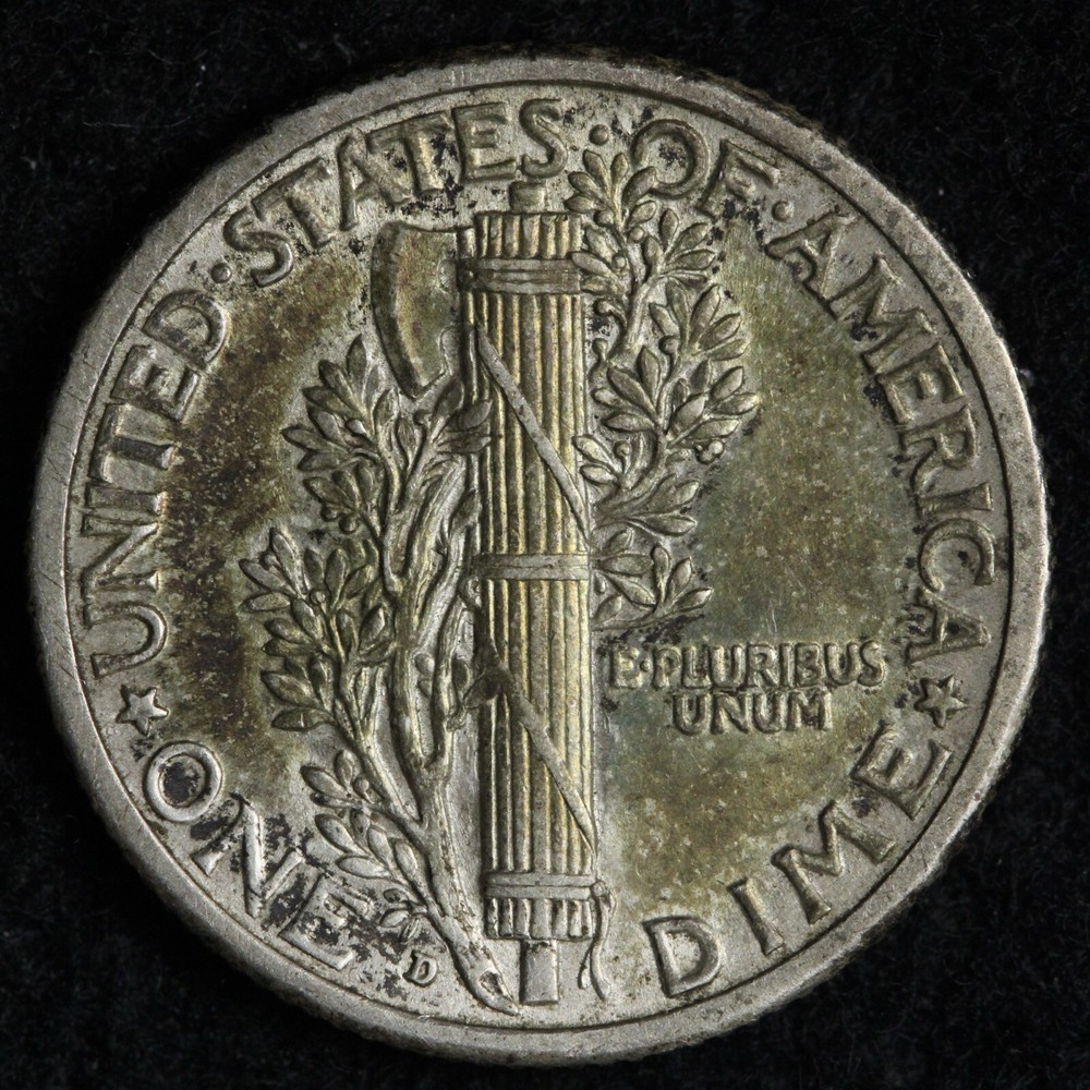 1917-D Mercury Silver Dime AU++/UNC E304 GRBU