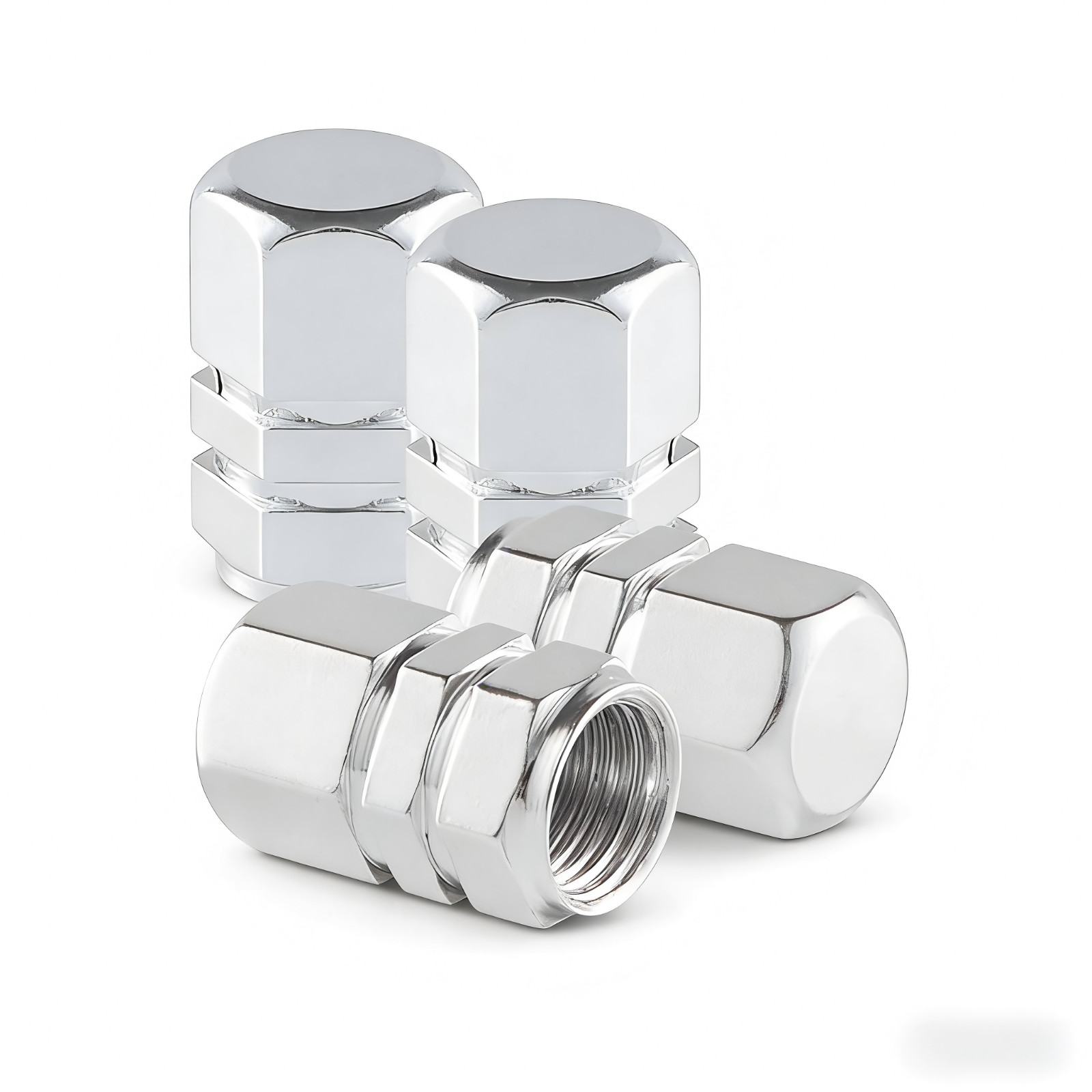 (4pc) Metal Tire/Wheel Air Pressure Stem Valve Caps for Car with sealing ring