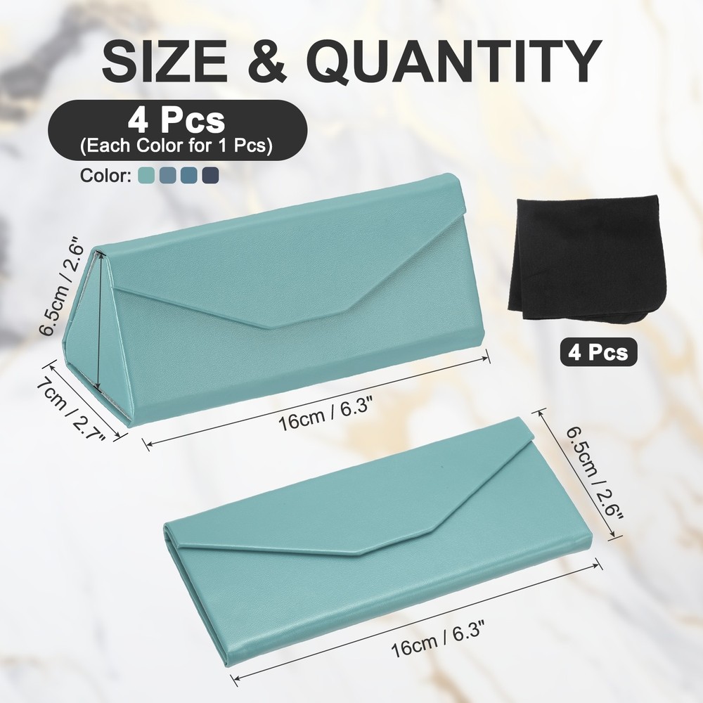 Foldable Glasses Case, 4Pcs Triangle Magnetic Sunglasses Case, Deep Blue Tones