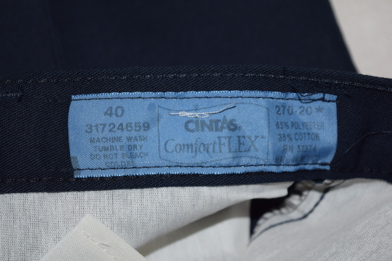 CINTAS COMFORT FLEX NAVY BLUE CARGO WORKS PANTS 270-20, 34x34, 40x32