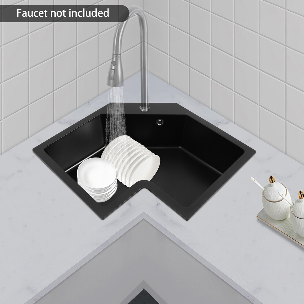 Modern Flushmount Corner Kitchen Sink, Undermount Irregular Corner Kitchen Sink