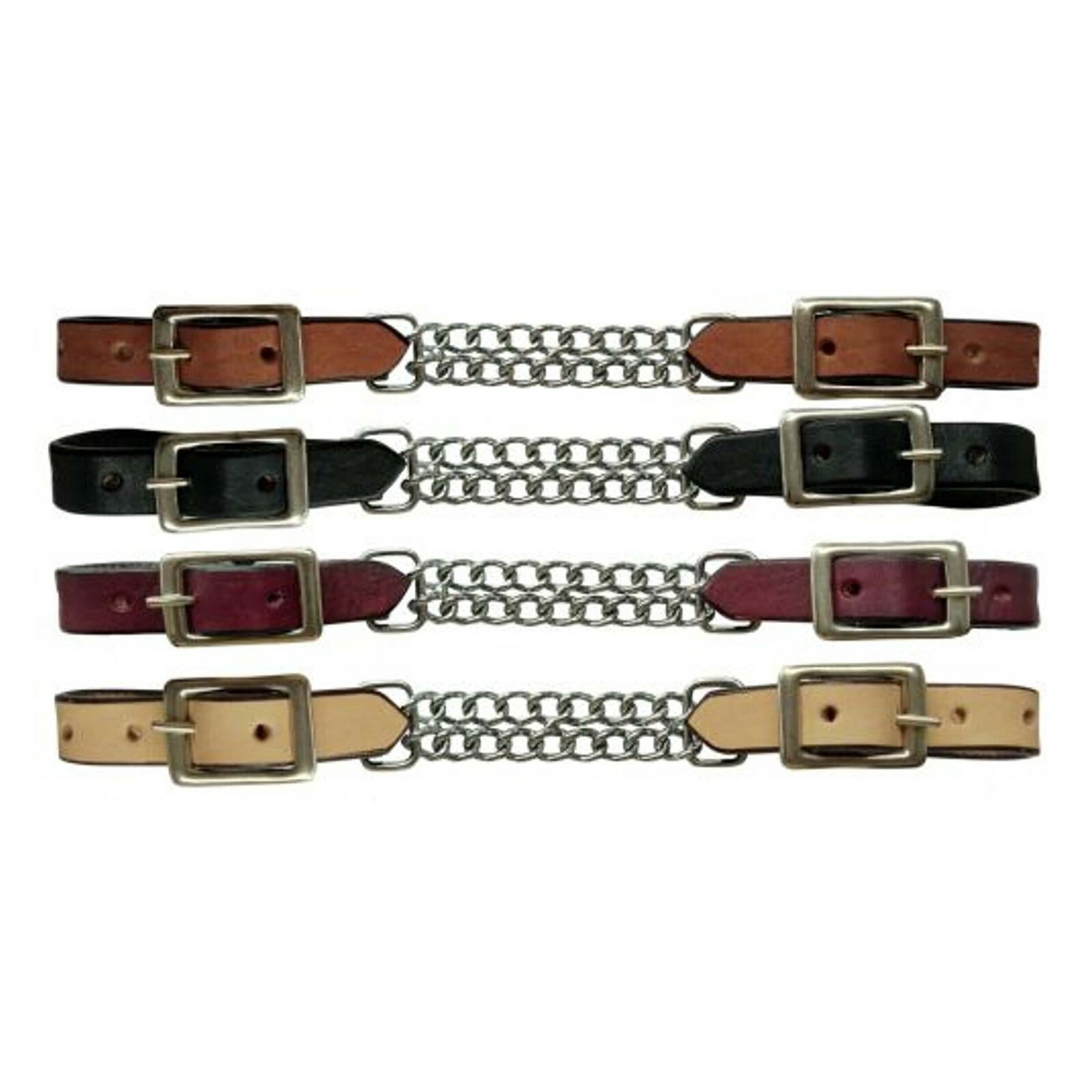 Leather curb double chain strap by Saddles & Such