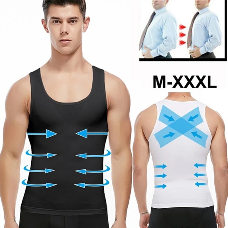 Mens Body Shaper Slimming Shirt Compression Vest Elastic Slim Shapewear Tank Top
