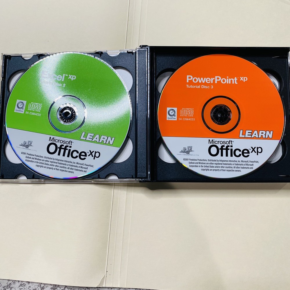 Microsoft Office Xp LEARN Interactive Turtorial 6 Cd Nice CLEAN 2001 Vtg