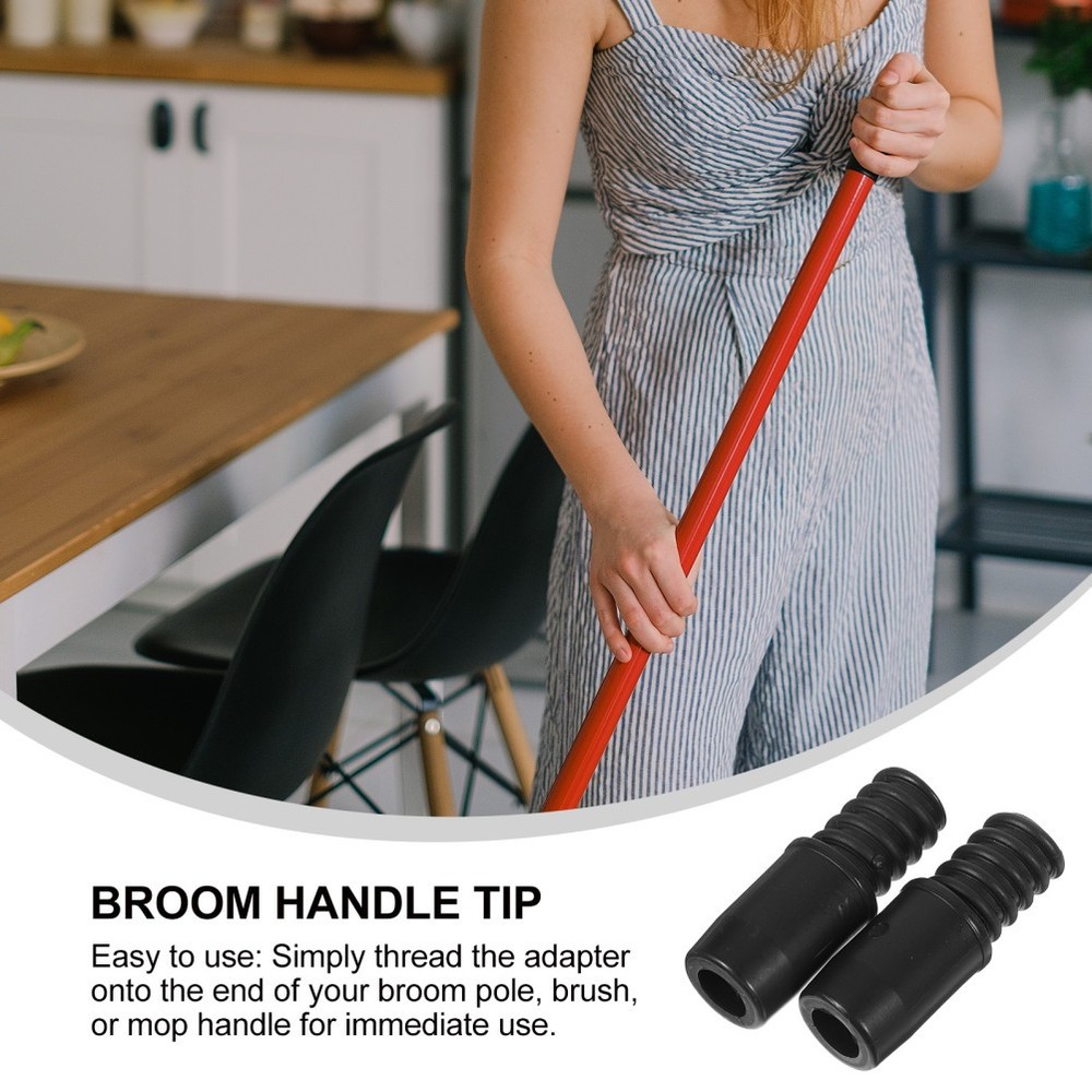 2 Pcs Plastic Broom Handle End Adapter Threaded Tips For Floor Cleaning Tools
