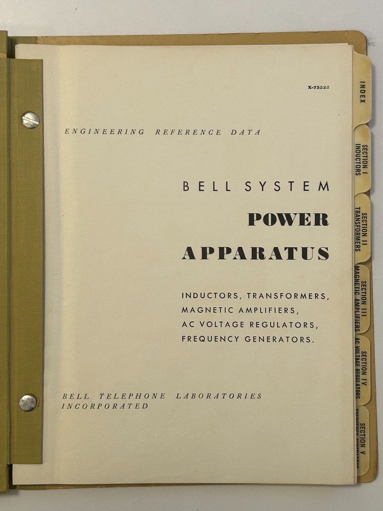 Bell Telephone Laboratories Power Apparatus Engineering Reference Data 1958 Book