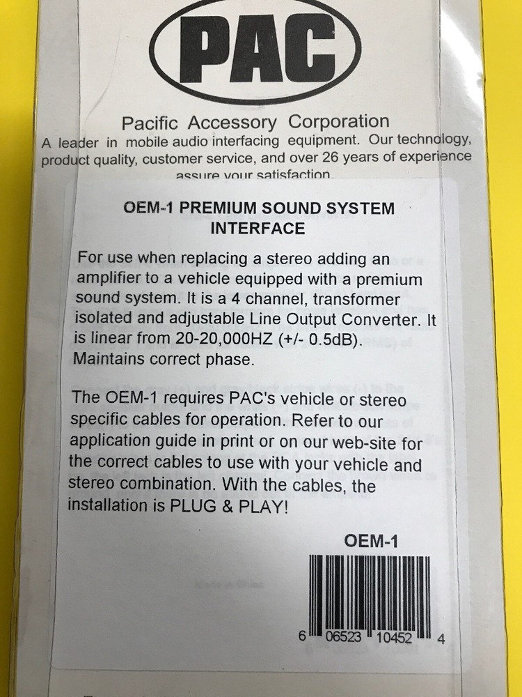 PAC OEM-1 Interface