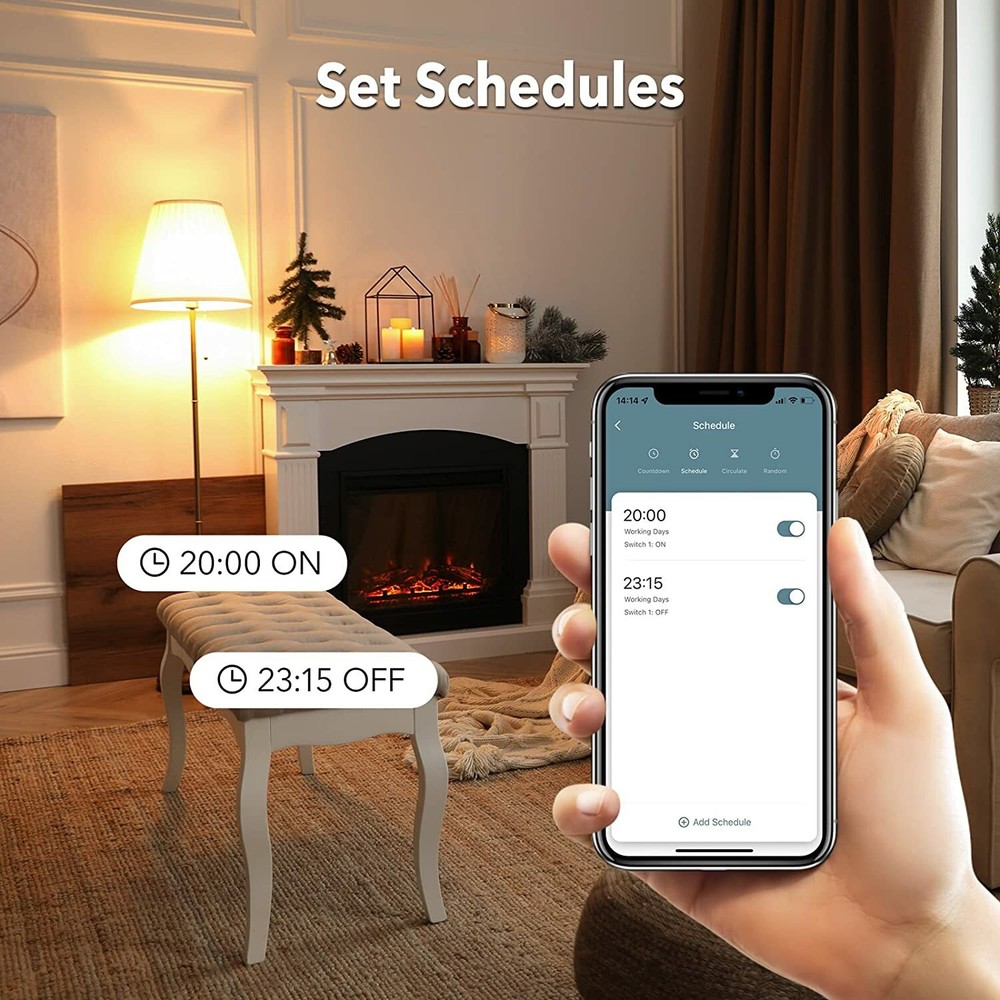 BN-LINK 2 Pack Smart Wi-Fi Plug Outlet with Remote Control, Timer Function 15A