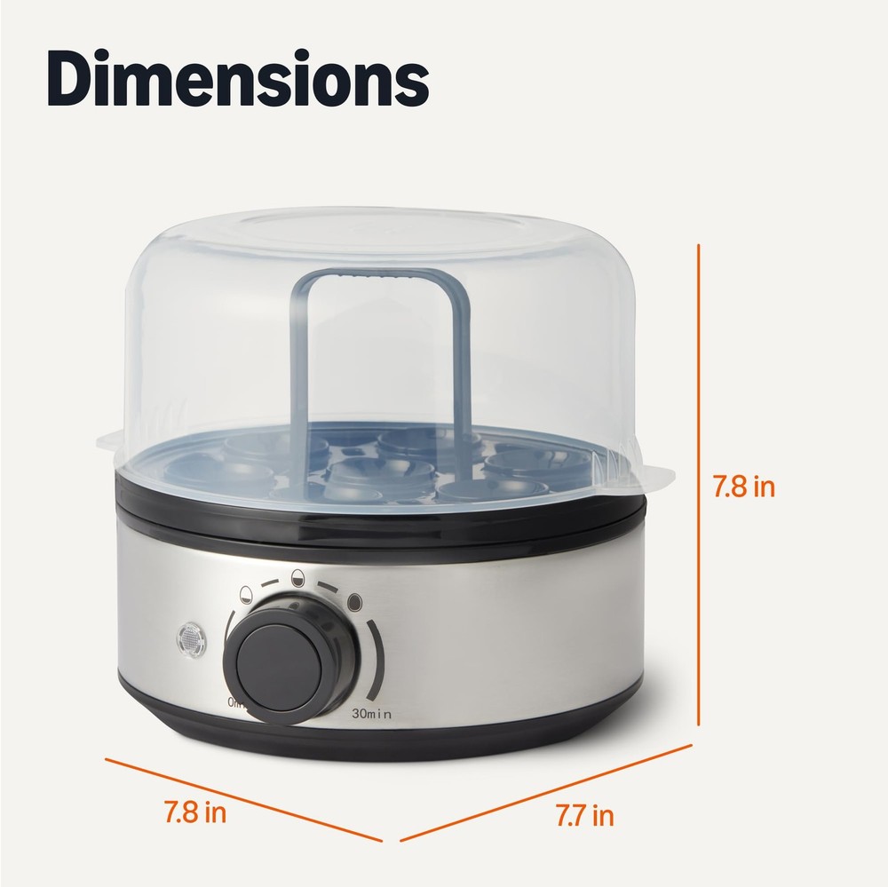 Amazon Basics Electric Egg Cooker for Hard-Boiled Eggs, 7-Egg 7-Egg, Black