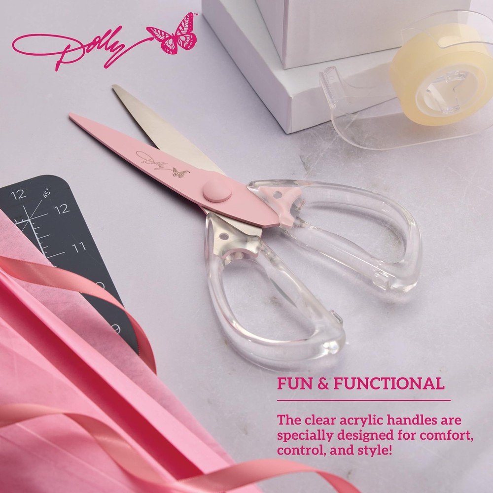 AllPurpose Kitchen Scissors with Pink Blade and Clear Acrylic Handle Sharp S...