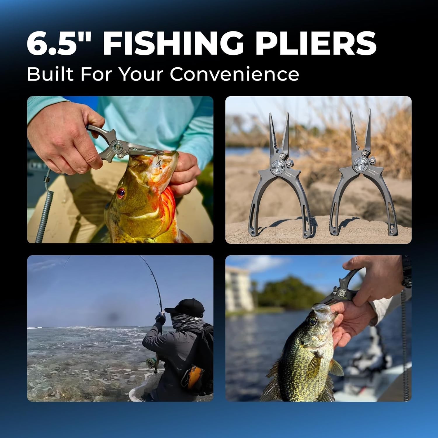 Gomexus 6.5 inch Titanium Fishing Plier 100% Saltwater Rustproof Split Ring Nose