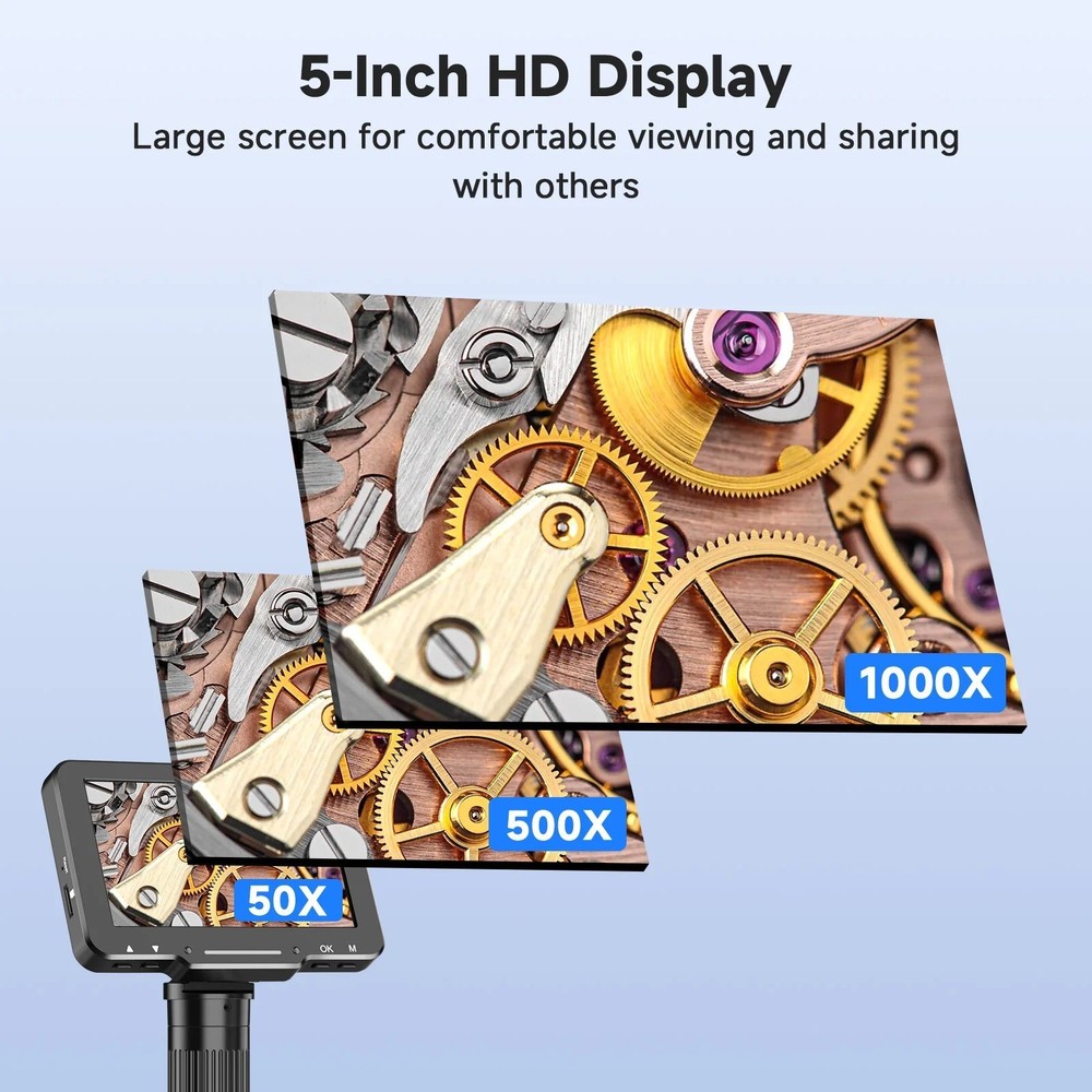 5" Digital LCD Microscope 1000X 1080P Soldering Scope for Electronics Repair PC