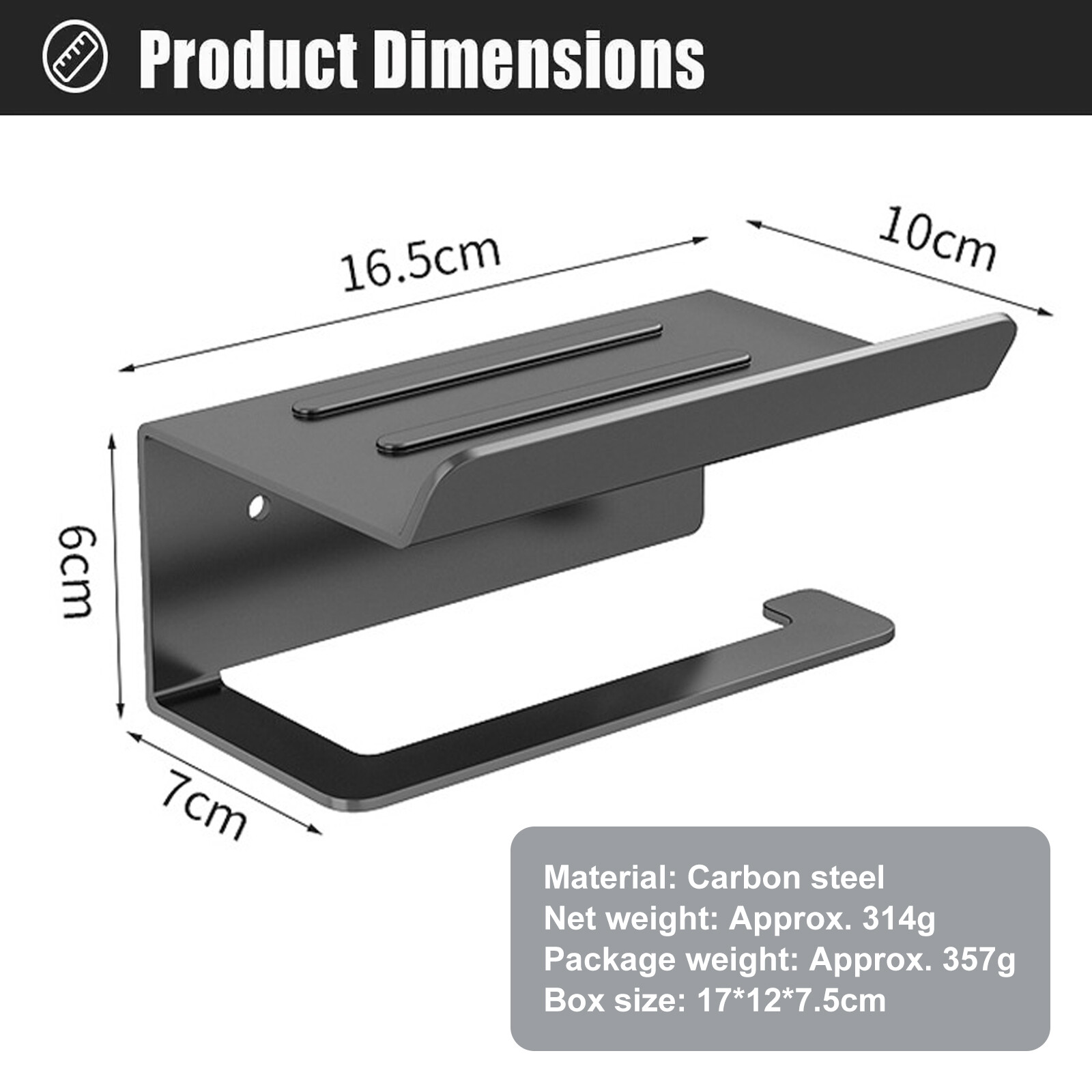 Toilet Paper Holder with Mobile Phone Storage Shelf Holders Wall Mounted Rack